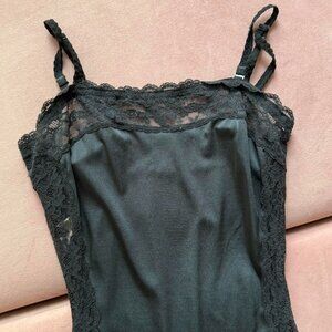 Vintage Black Spandex & Lace Bodysuit